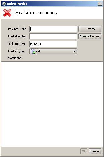 Index dialog
